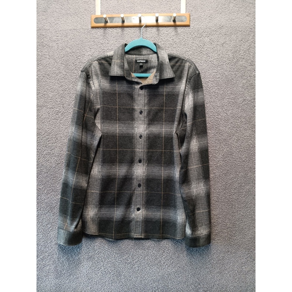 Express Plaid Flannel Shirt Mens L Soft Brushed Casual Grunge